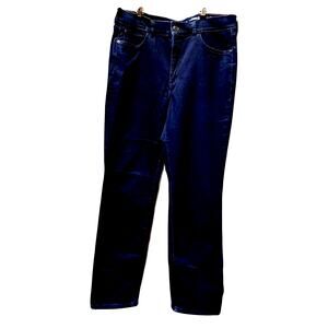 EDDIE BAUER NAVY JEANS straight slightly curvy high rise sz 14 Western Dark Wash